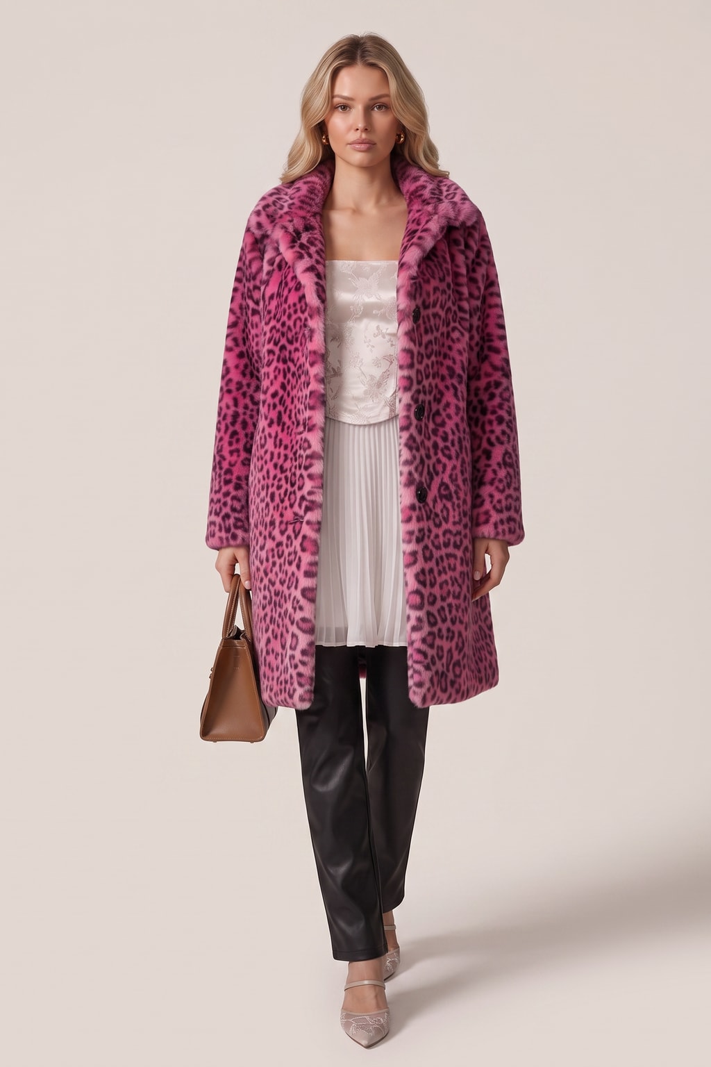 Leopard Print Winter Coat Cozy Statement Outerwear - 8