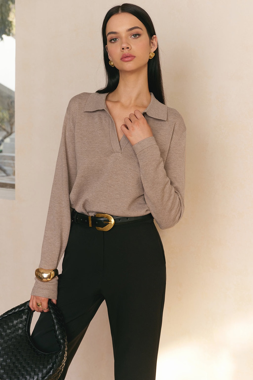 Knit Collared Pullover Sweater - 5