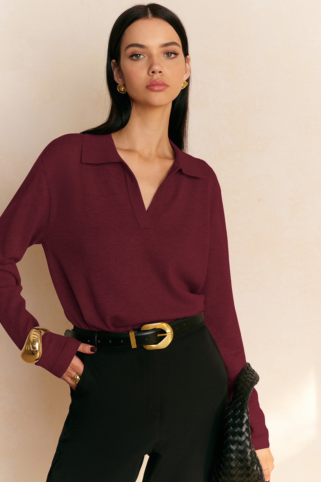 Knit Collared Pullover Sweater - 8