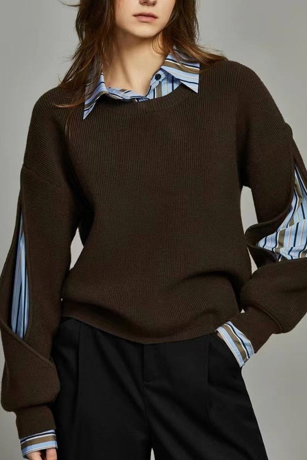 Ribbed Knit Cutout Sweater - 5