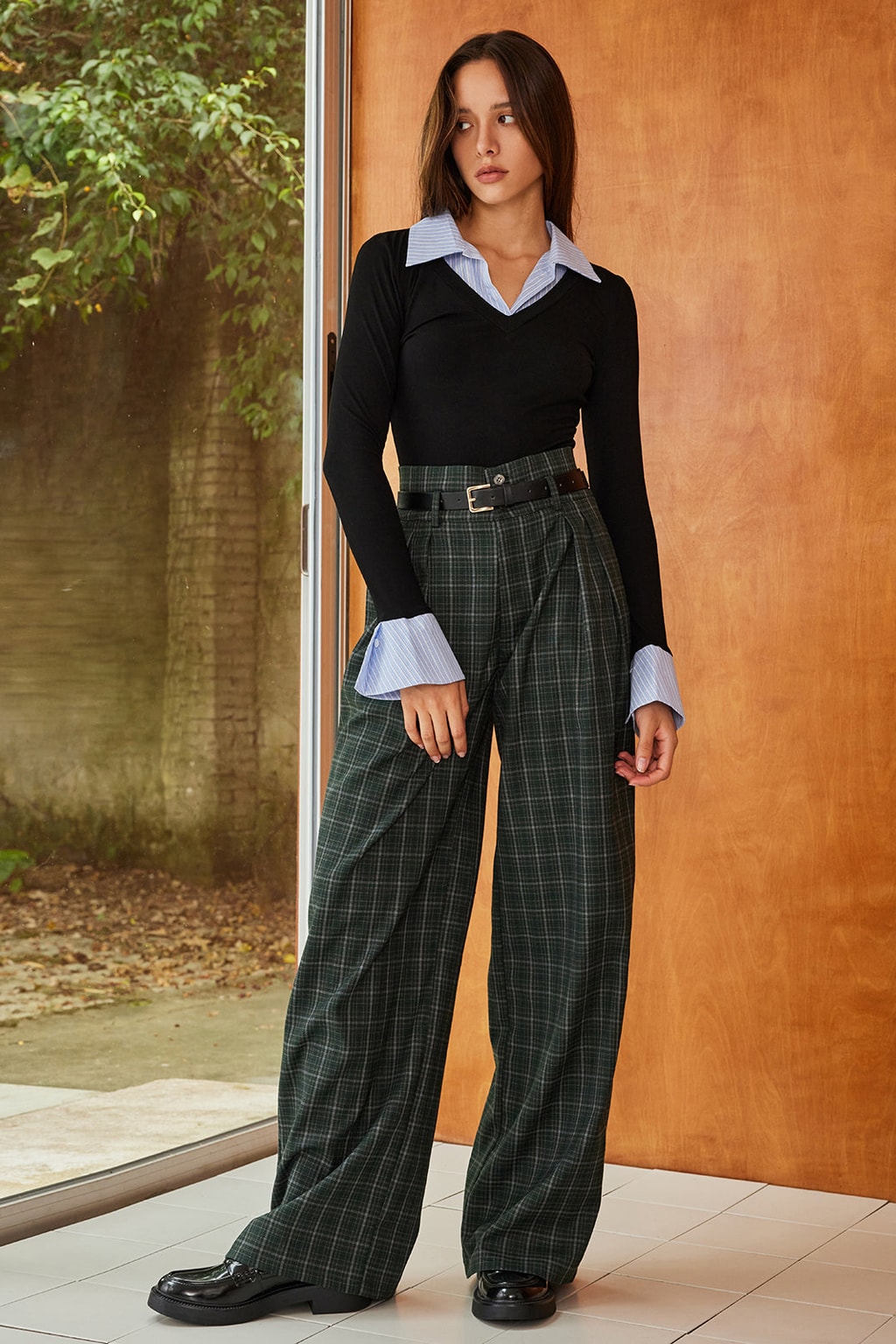 Ribbed Knit Long Sleeve Polo Shirt - 5