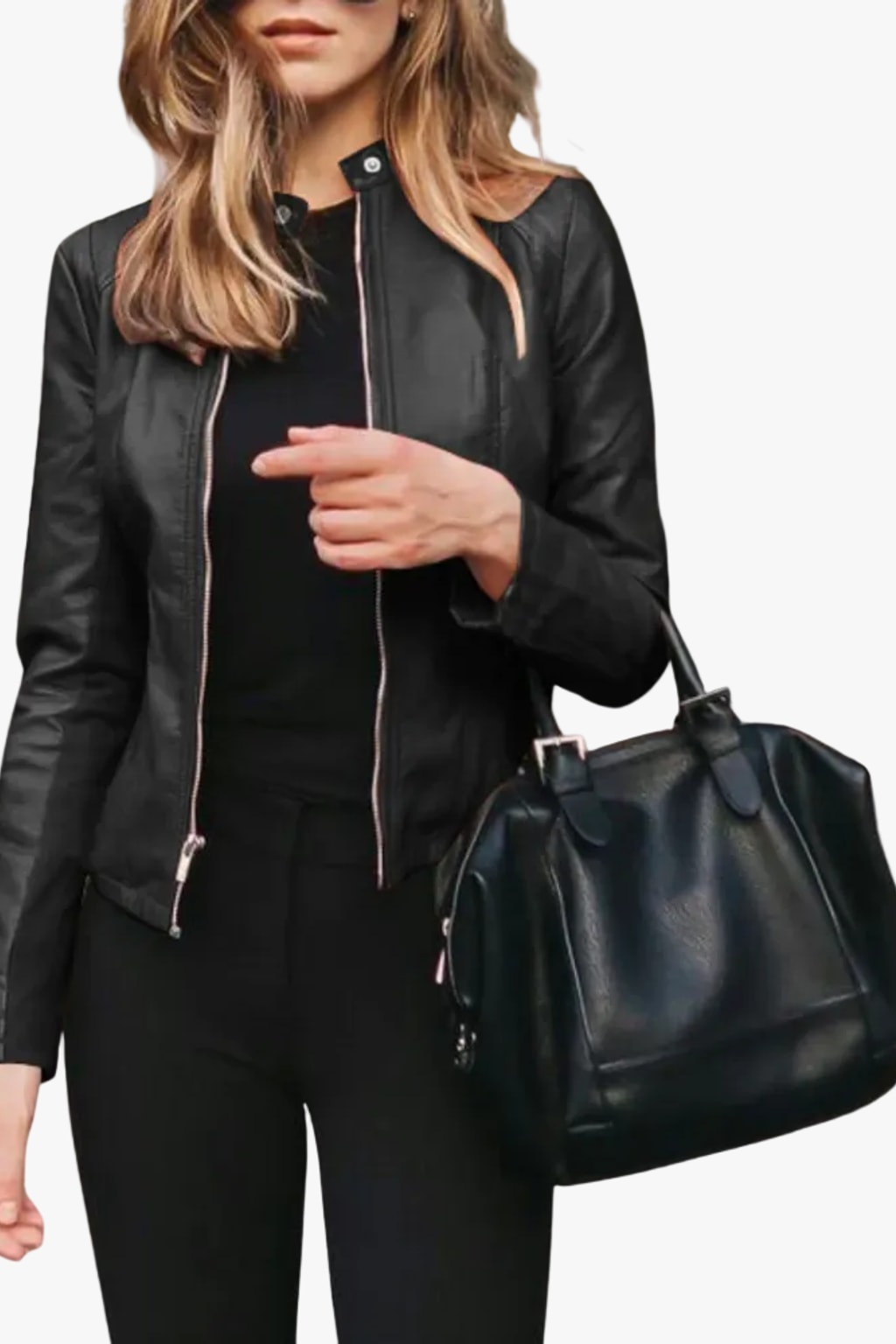 Casual Bomber Jacket With Zip-Front Stand Collar - 6