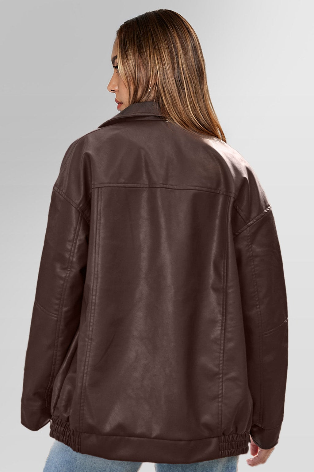 Leather Oversized Biker Effortless Jacket - 7