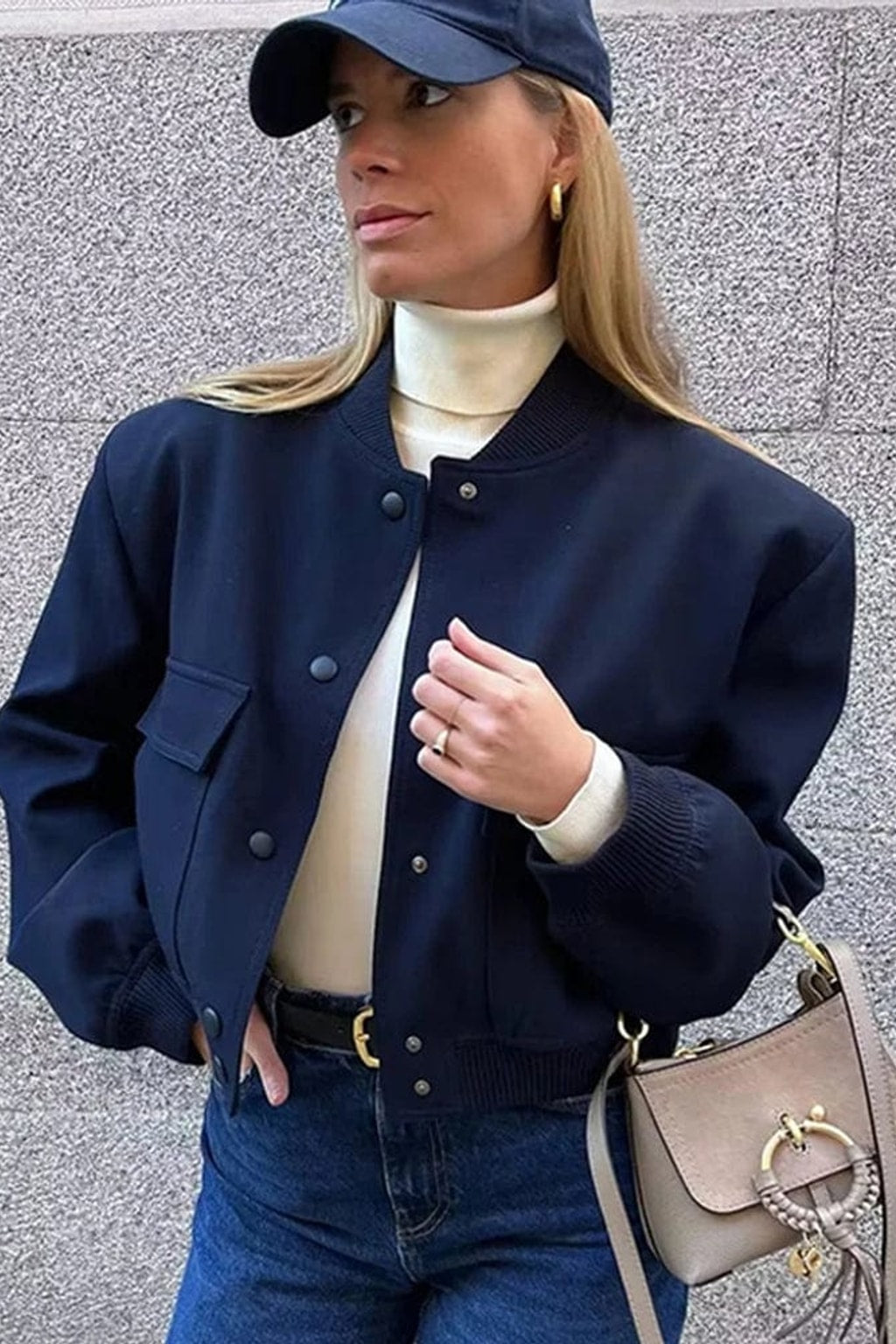 Modern Woven Bomber Jacket with Rib-Knit Trim - 3