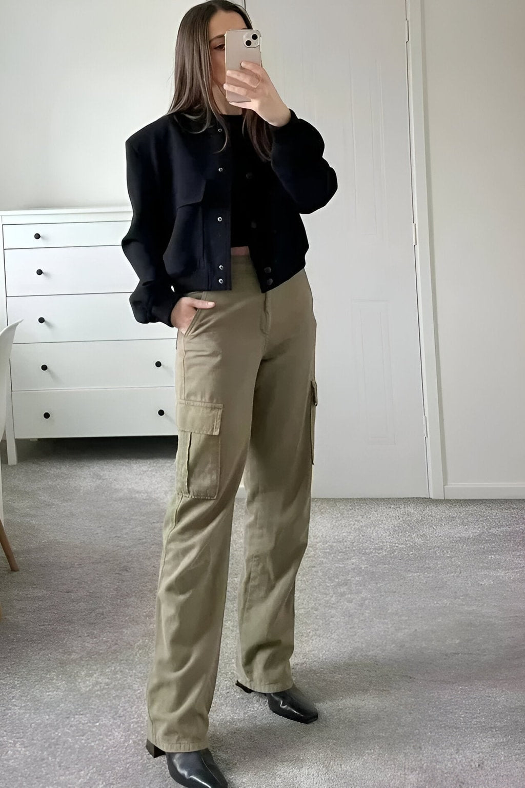 Modern Woven Bomber Jacket with Rib-Knit Trim - 5