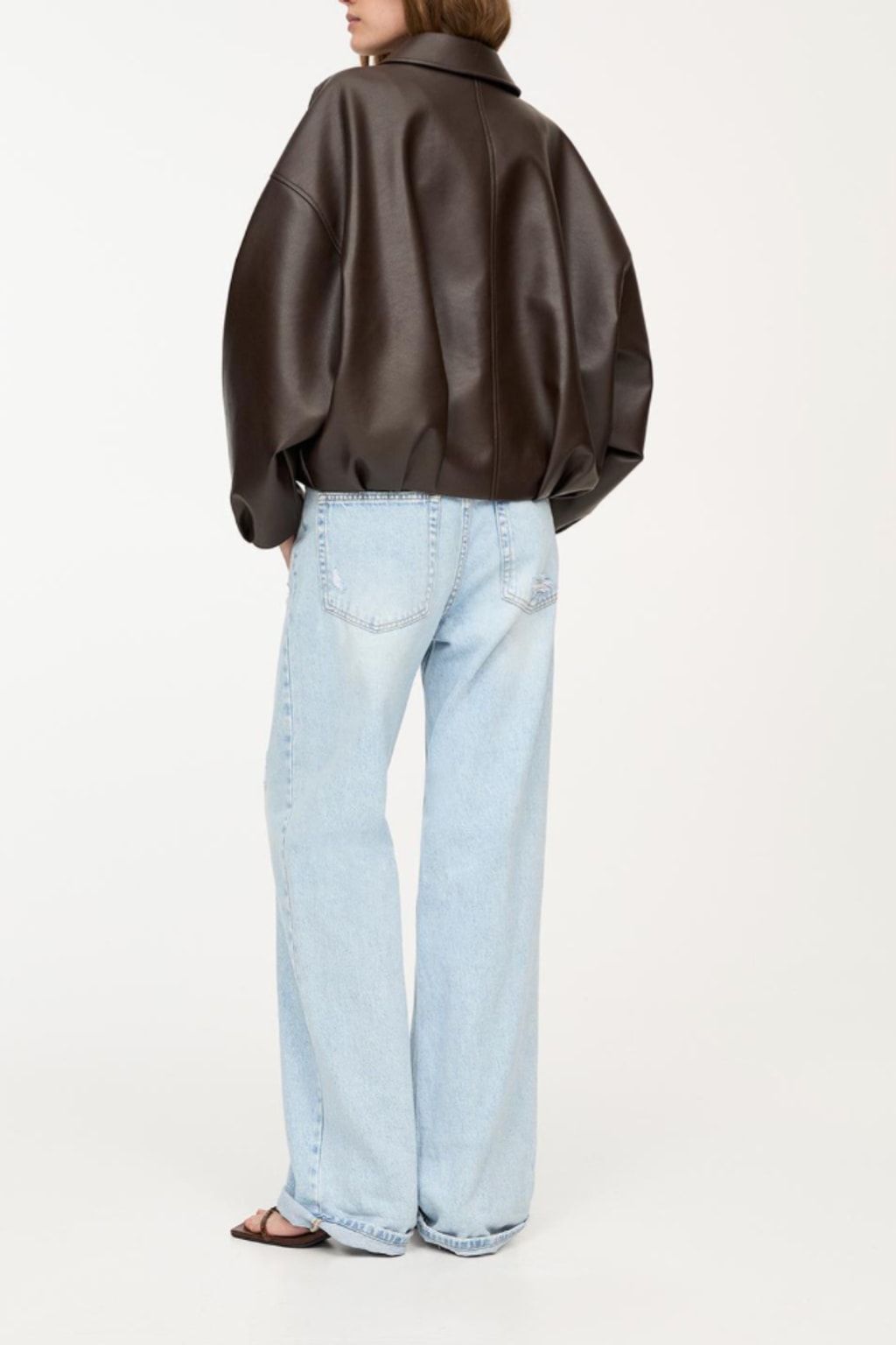 Effortless Leather Jacket with Oversized Belted Fit - 4