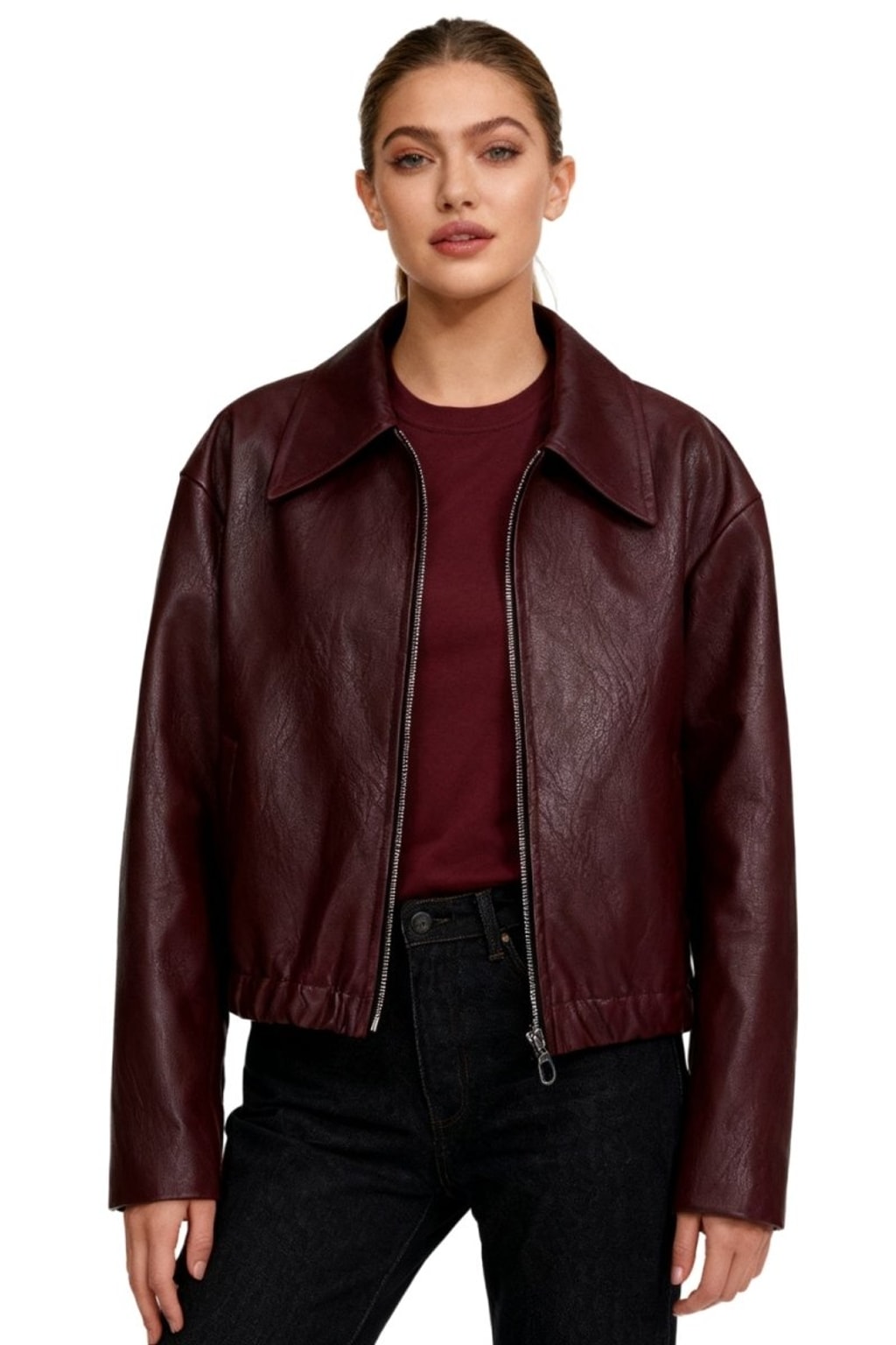 Elegant Leather Jacket Oversized Cropped Fit - 10