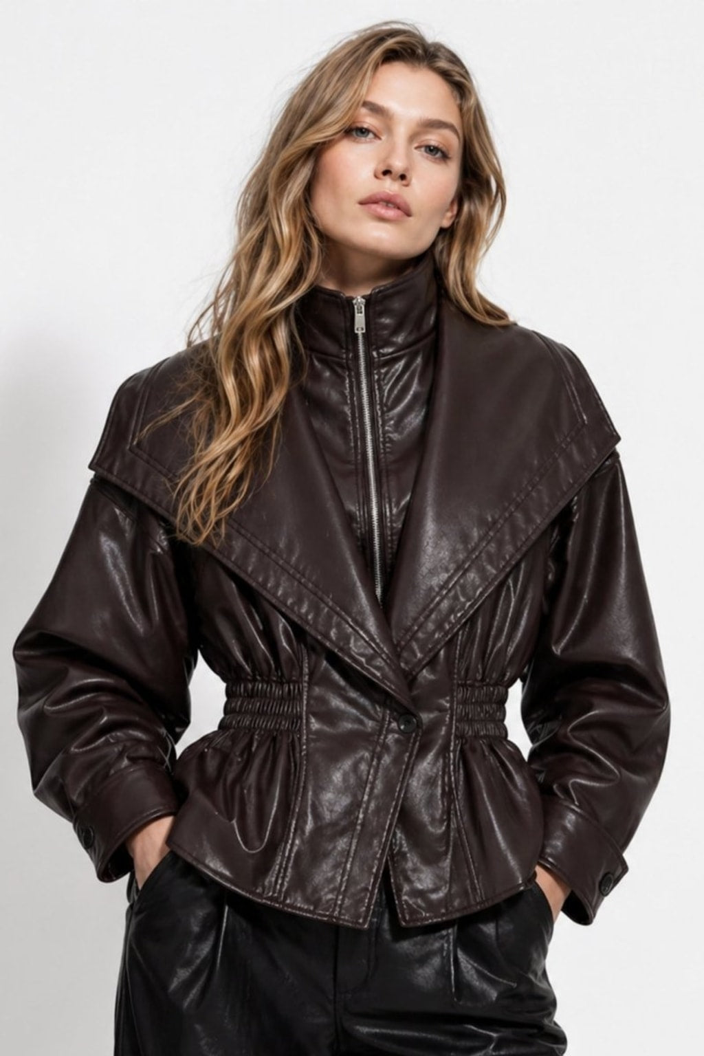 Timeless Leather Moto Jacket With Notch Lapel - 2