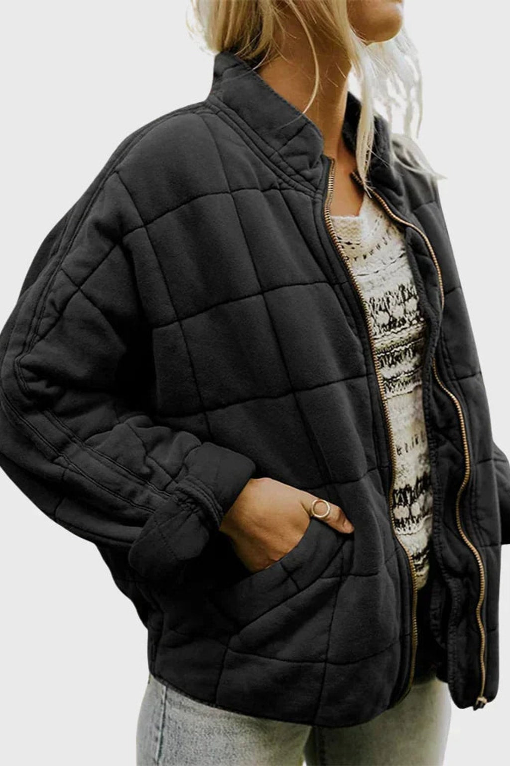 Quilted Cozy Puffer Jacket With Funnel Neck - 4