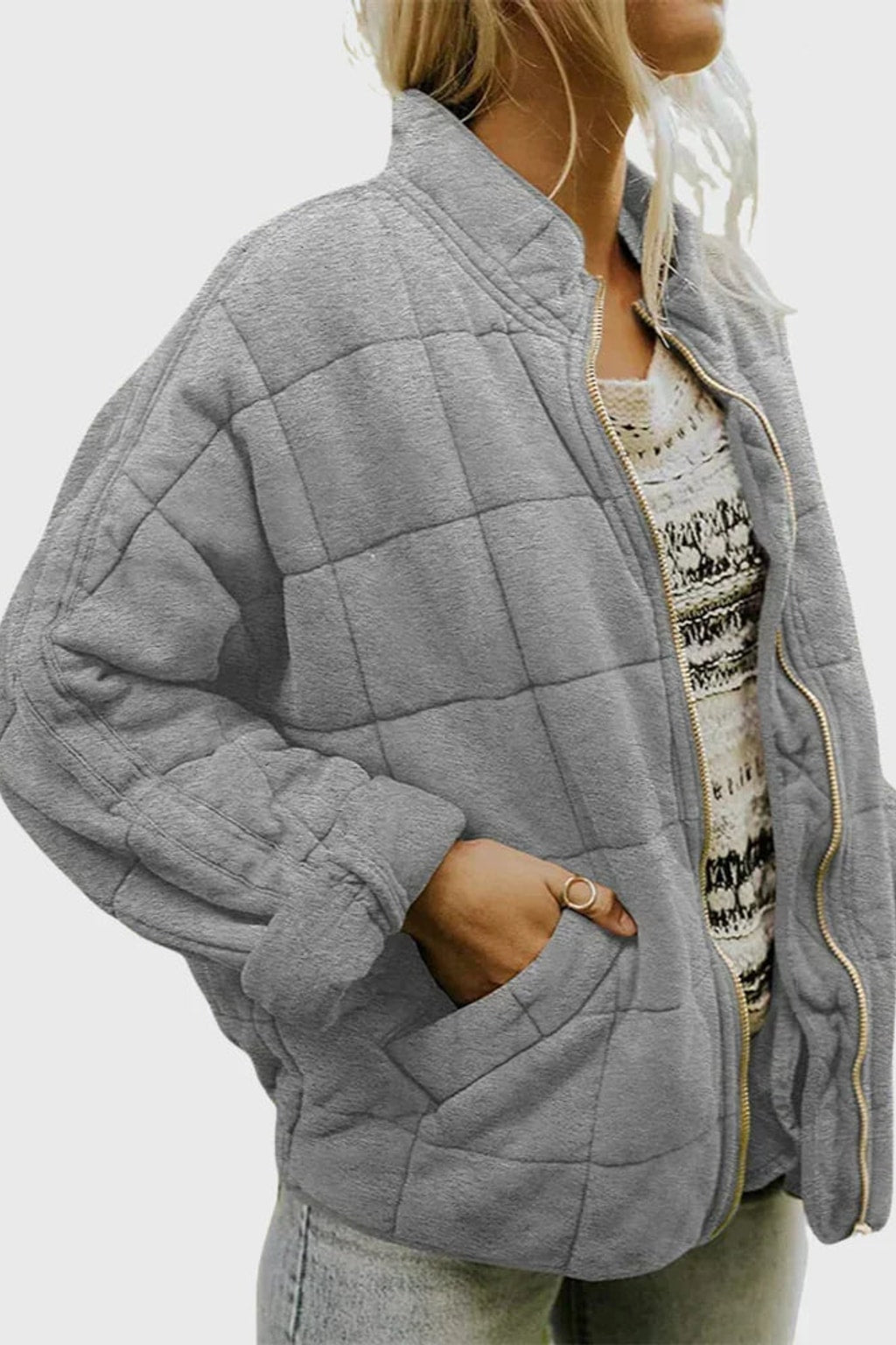 Quilted Cozy Puffer Jacket With Funnel Neck - 5