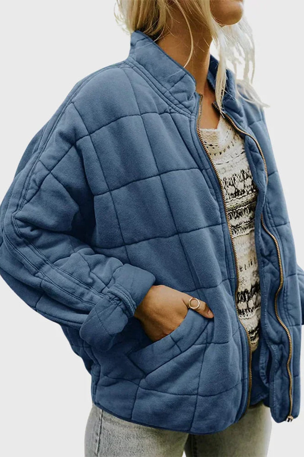Quilted Cozy Puffer Jacket With Funnel Neck - 6
