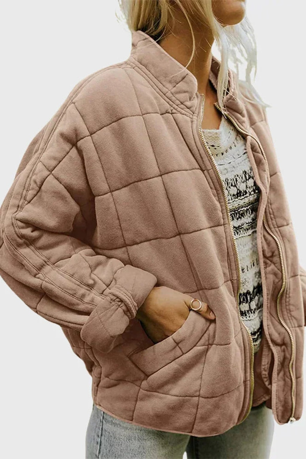 Quilted Cozy Puffer Jacket With Funnel Neck - 7