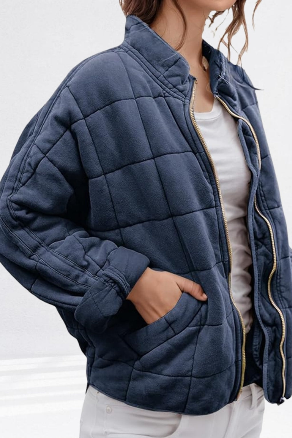 Quilted Cozy Puffer Jacket With Funnel Neck - 10