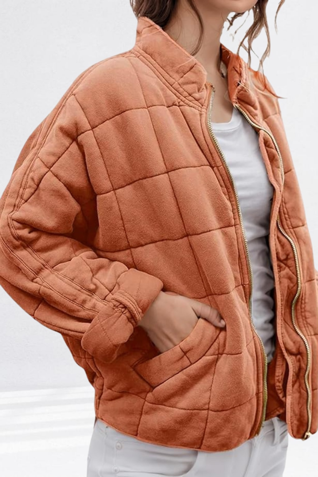 Quilted Cozy Puffer Jacket With Funnel Neck - 12