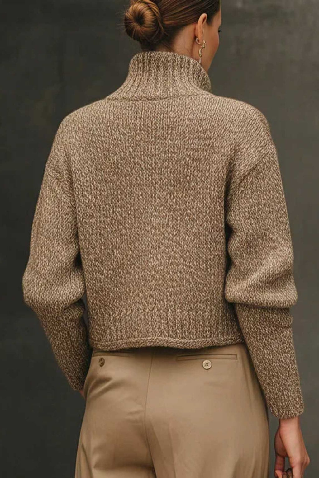 Knit Sweater Jacket with Stand Collar - 5
