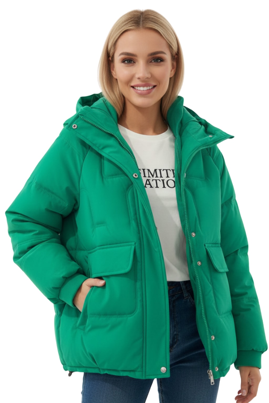 Quilted Effortless Puffer Jacket With Hood - Lightweight Womens Coat - 4