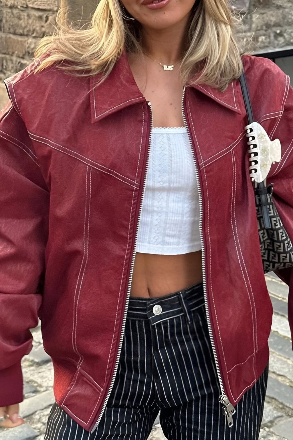 Relaxed Cozy Oversized Structured Bomber Jacket - 4