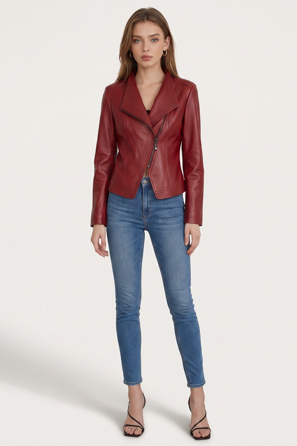 Effortless Vegan Leather Jacket With Asymmetrical Zip - 2