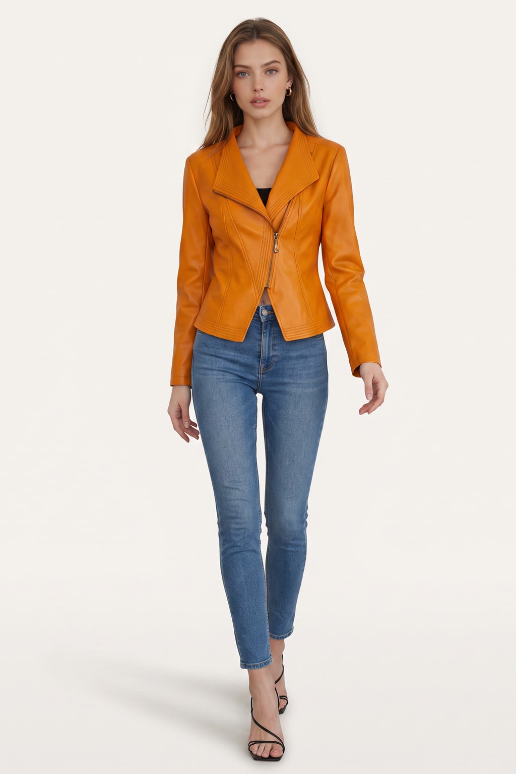 Effortless Vegan Leather Jacket With Asymmetrical Zip - 3
