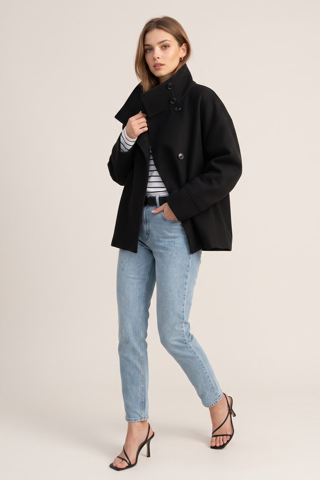 Stand Collar Elegant Short Jacket With Flattering Fit - 3