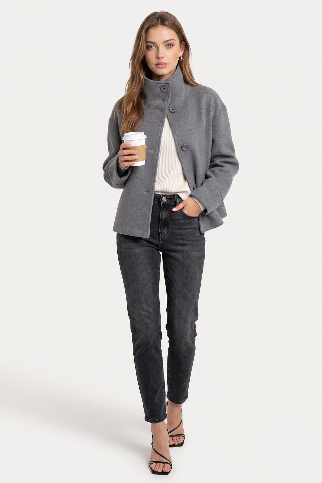 Stand Collar Elegant Short Jacket With Flattering Fit - 4