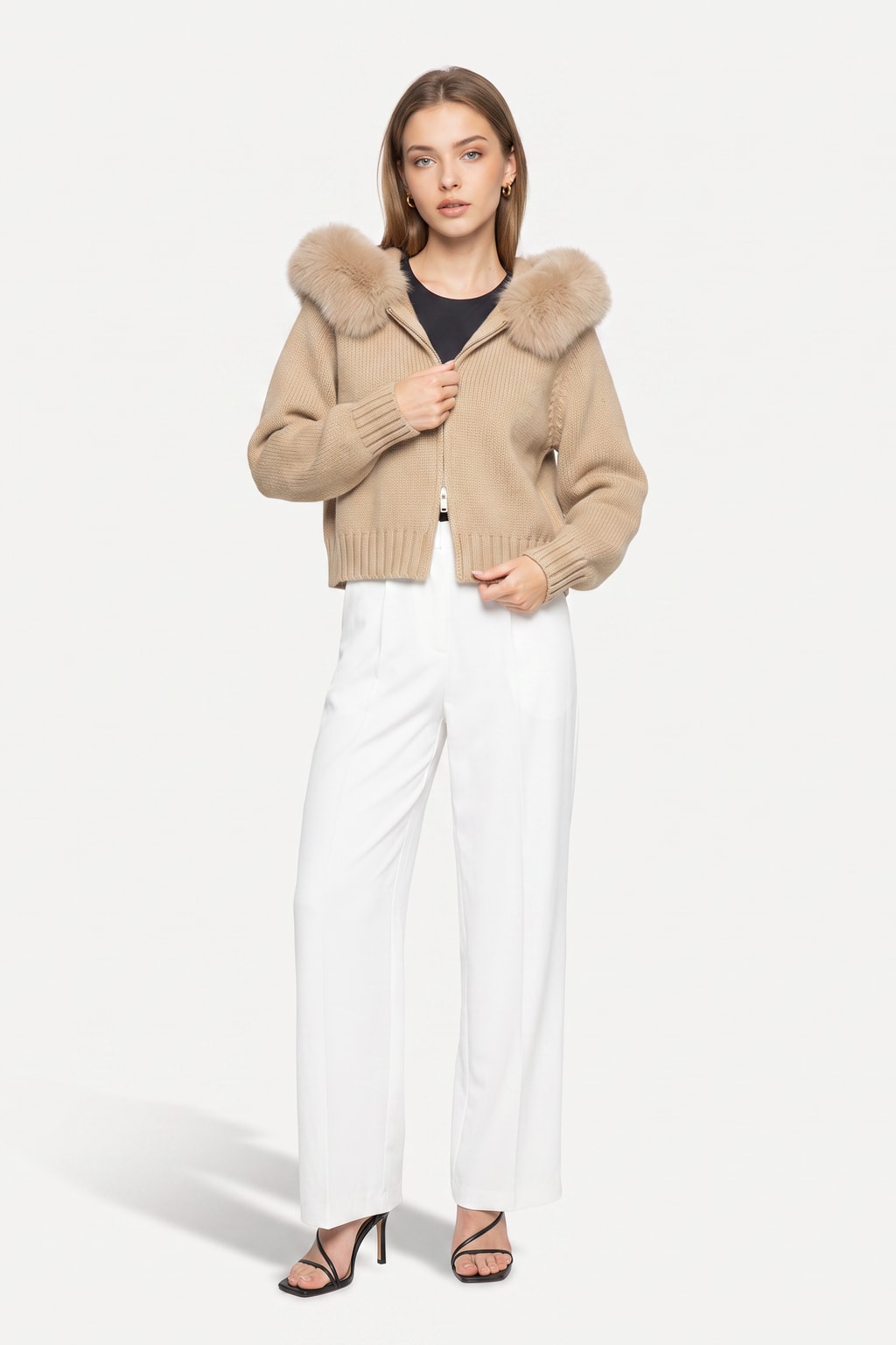 Relaxed Wool Jacket with Faux Fur-Lined Hood - 5