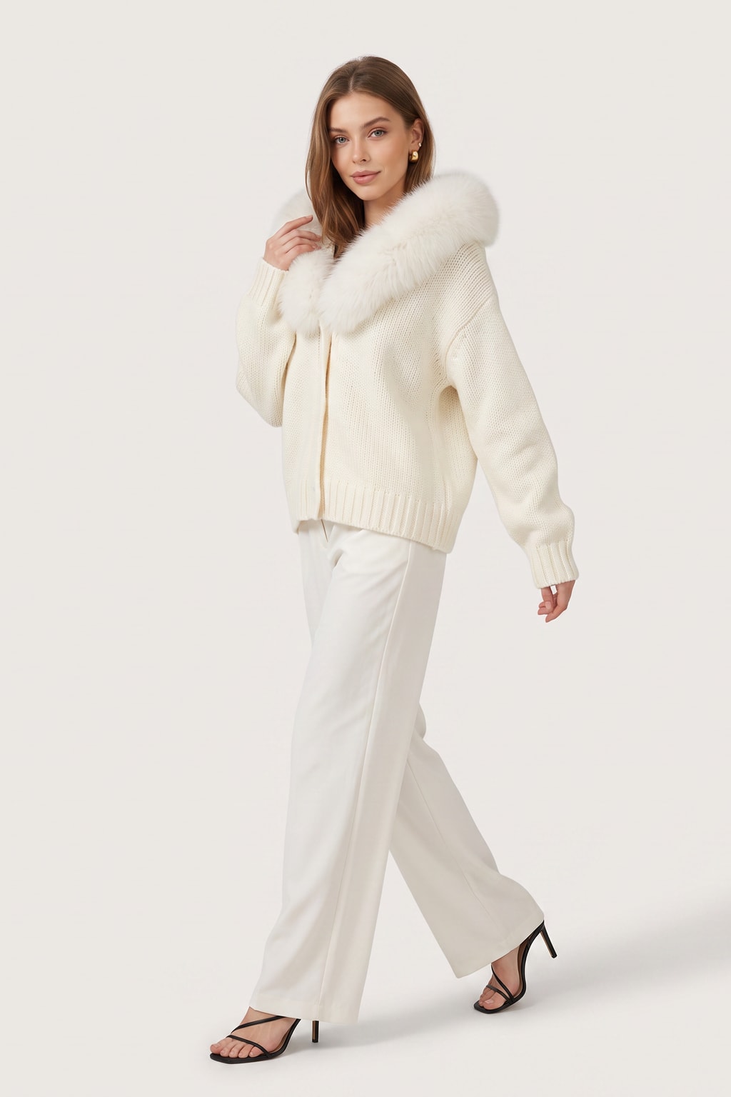 Relaxed Wool Jacket with Faux Fur-Lined Hood - 6