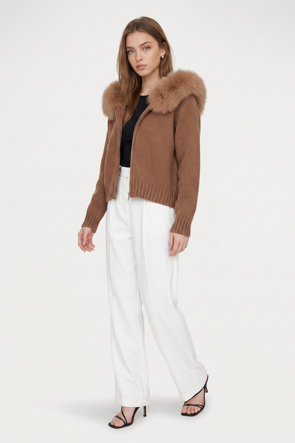 Relaxed Wool Jacket with Faux Fur-Lined Hood - 7