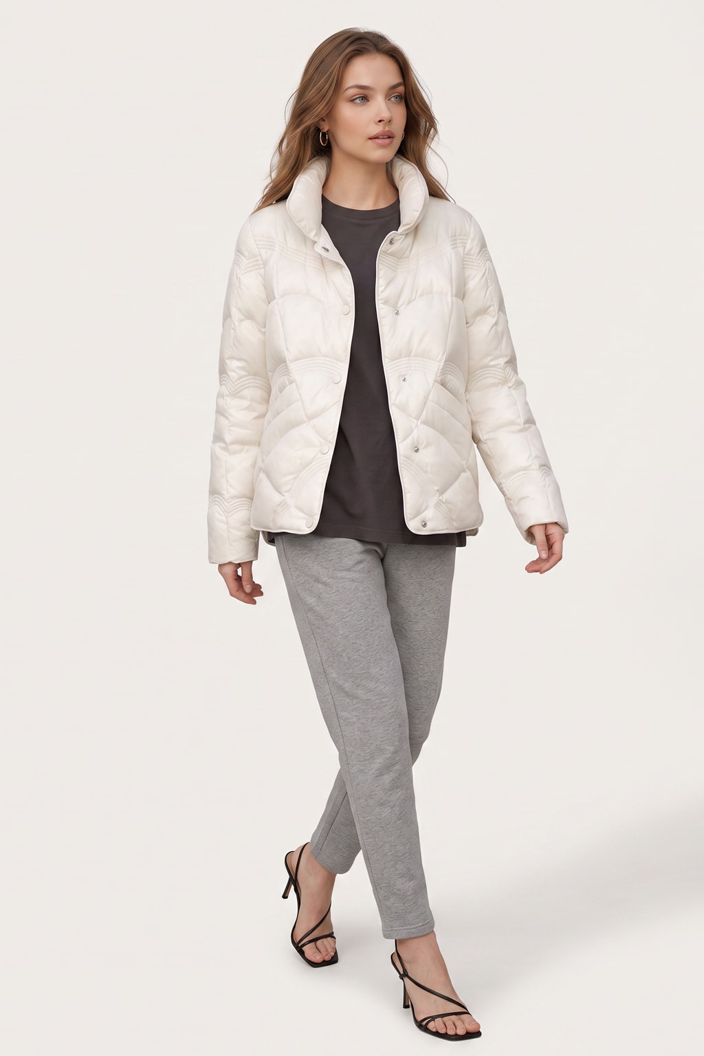 Quilted Button Front Jacket for Women - 3