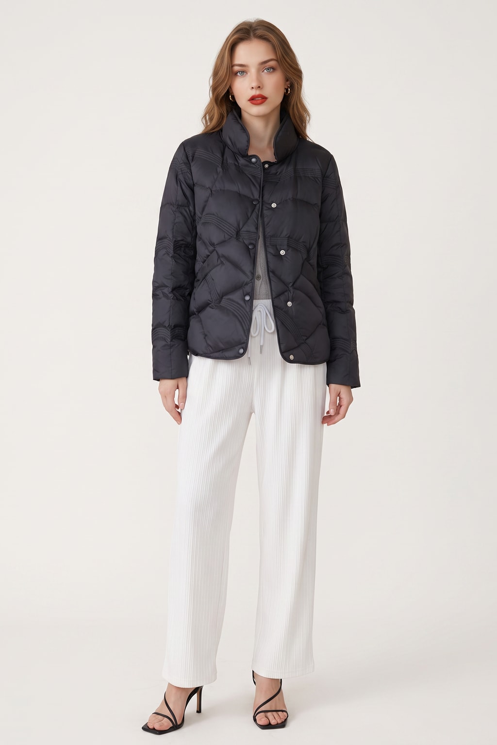 Quilted Button Front Jacket for Women - 4
