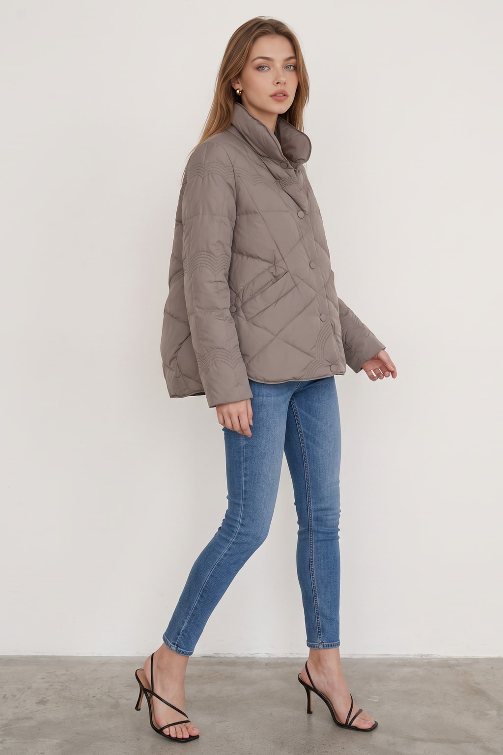 Quilted Button Front Jacket for Women - 5