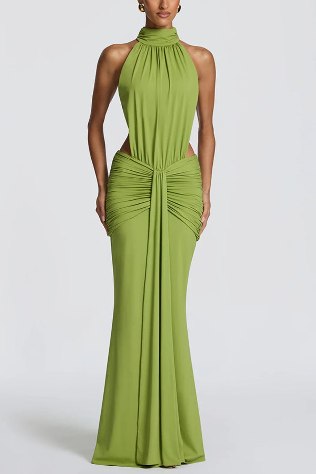 Stretch Jersey Maxi Dress With High Neck And Open Back - 5