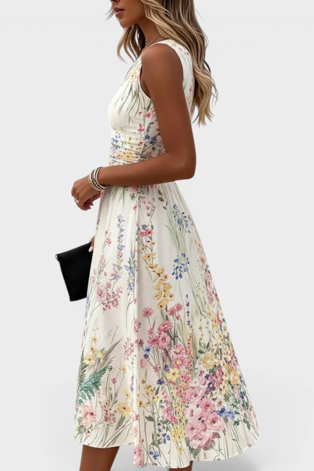 Floral Sleeveless Midi Dress - 3