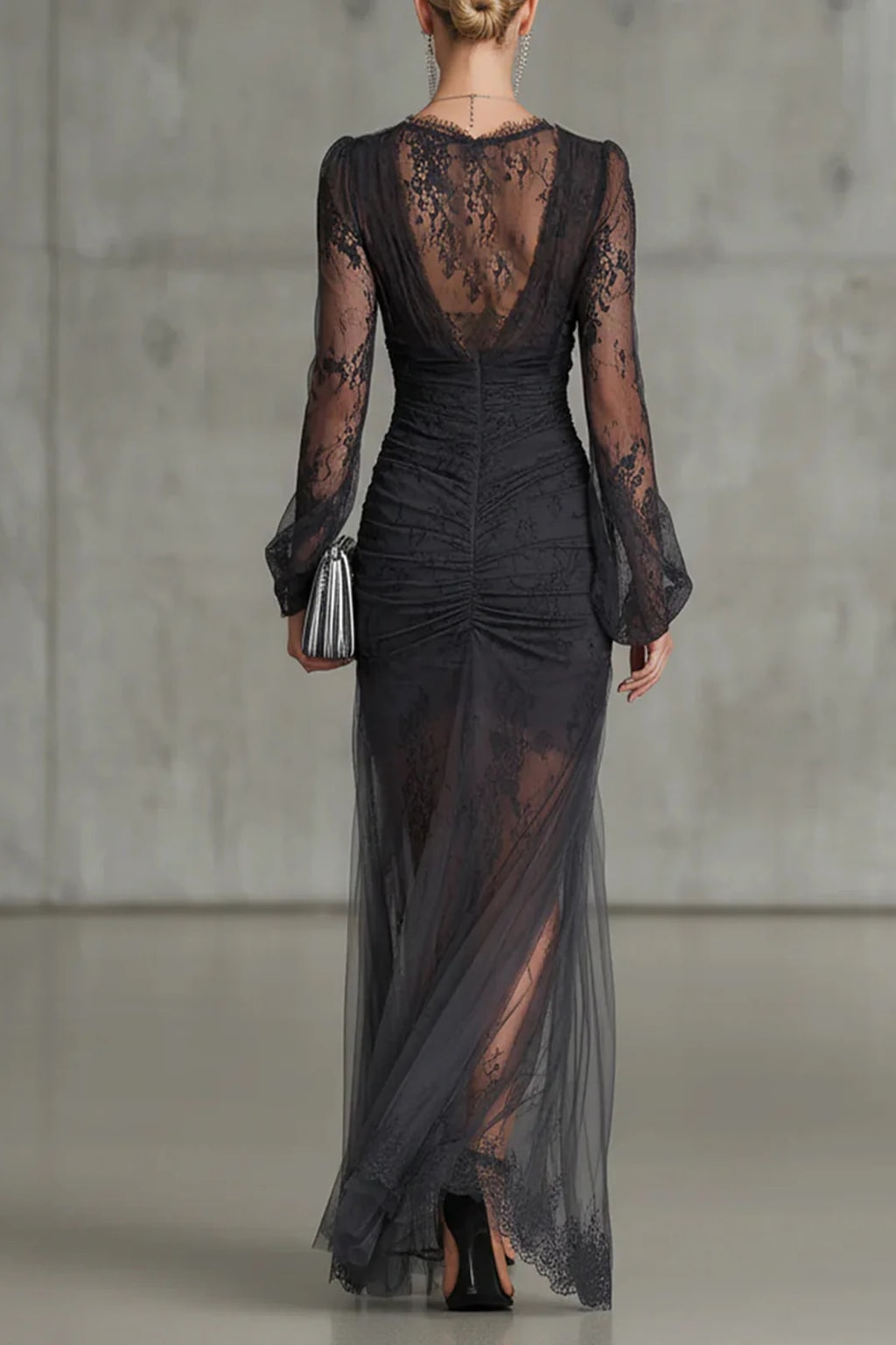 Lace Maxi Dress With Thigh-High Slit - 4