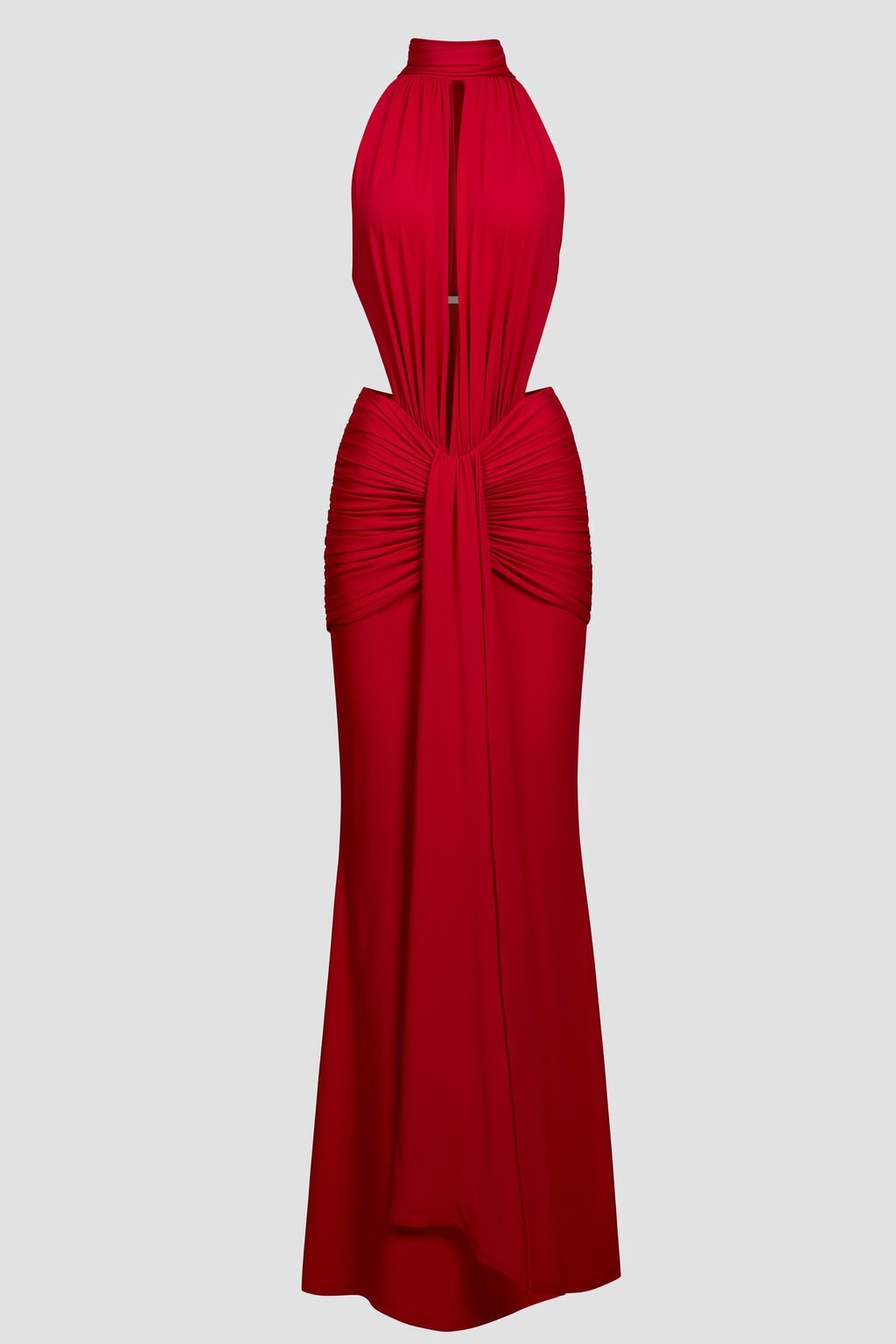 Stretch Jersey Maxi Dress With High Neck And Open Back - 1