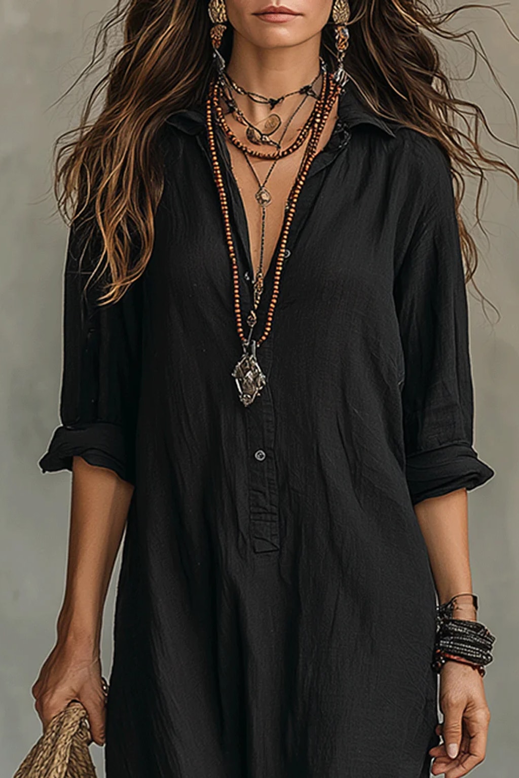 Flowy Button-Front Maxi Dress - 5