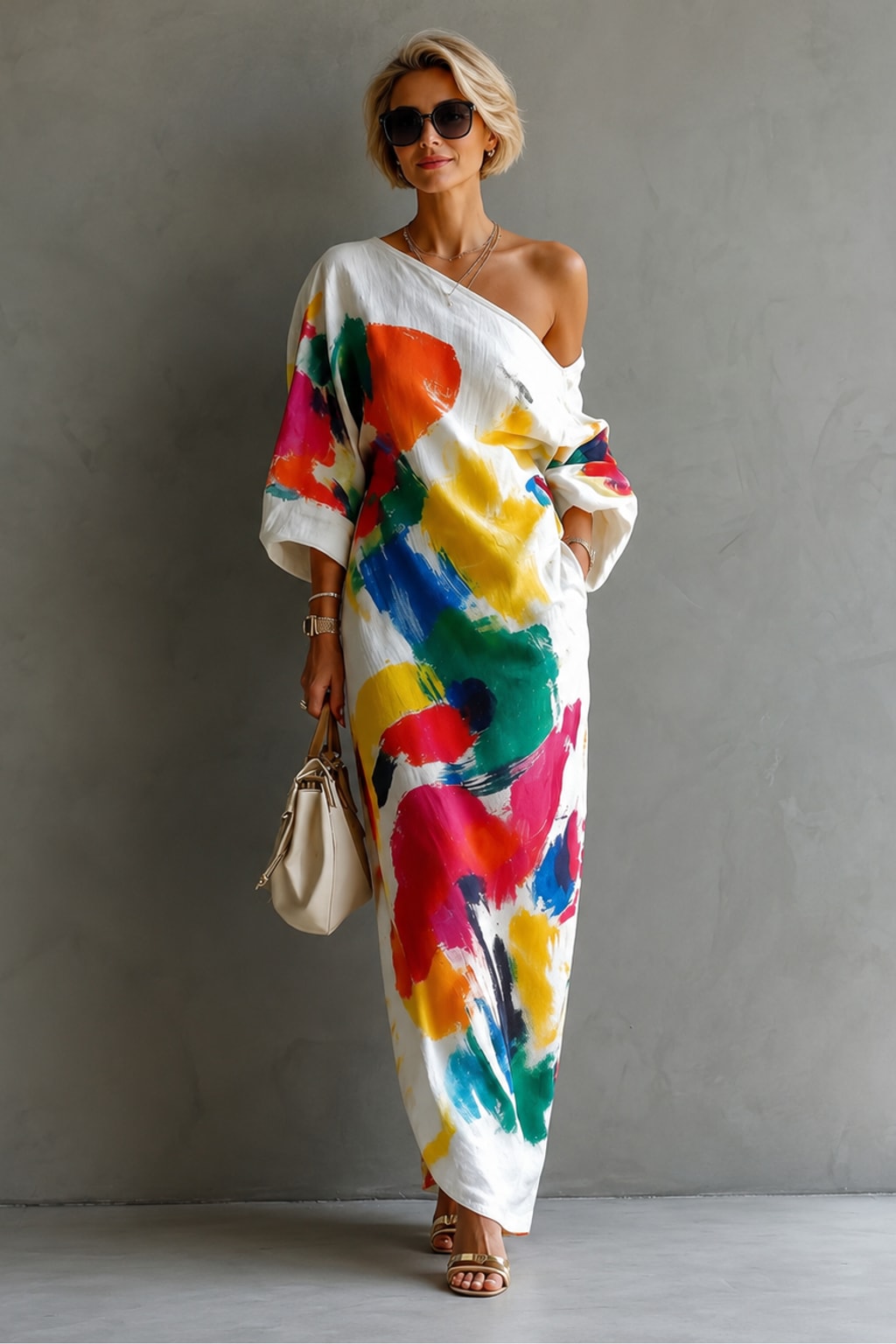 Effortless Textured Abstract Print Maxi Dress - 2