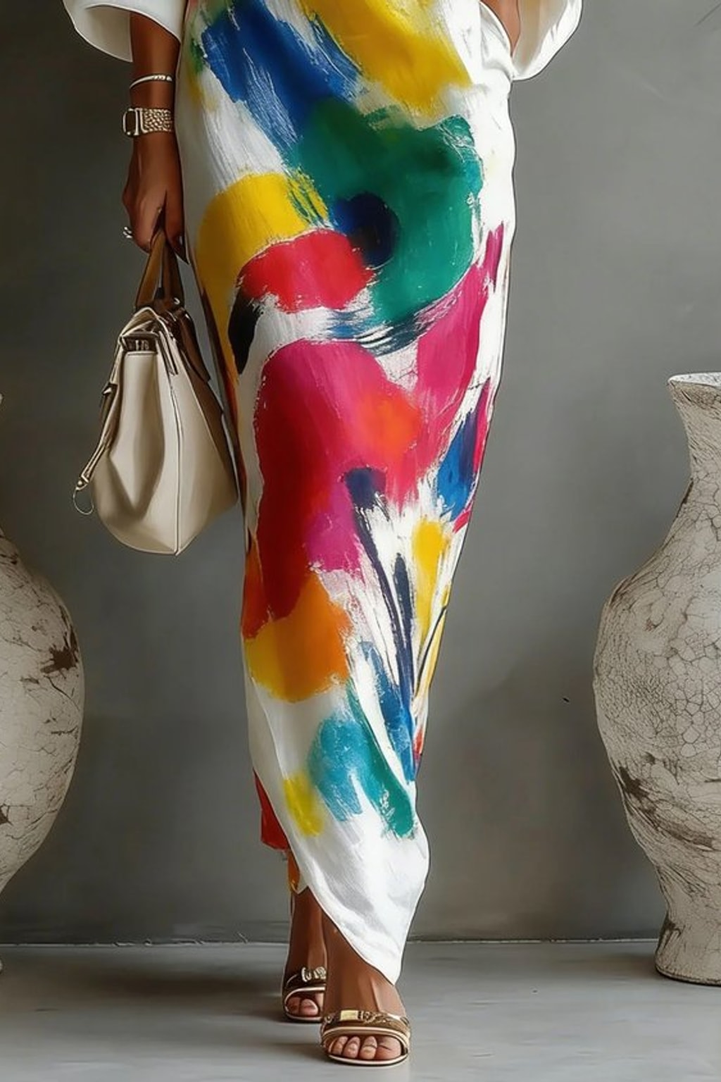 Effortless Textured Abstract Print Maxi Dress - 4