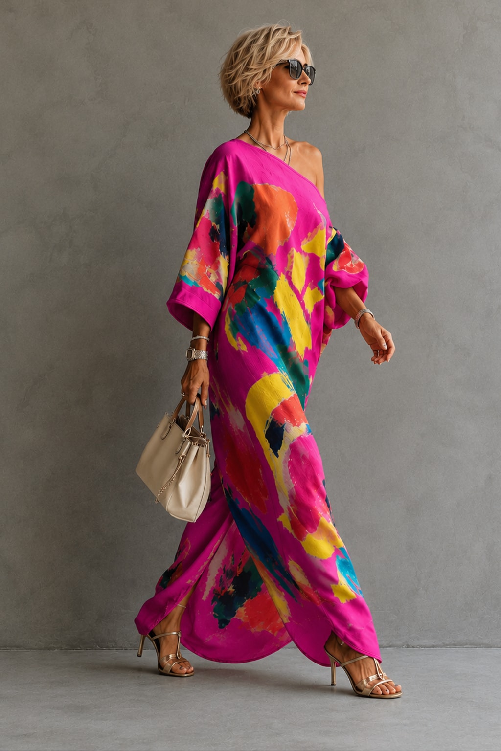 Effortless Textured Abstract Print Maxi Dress - 6