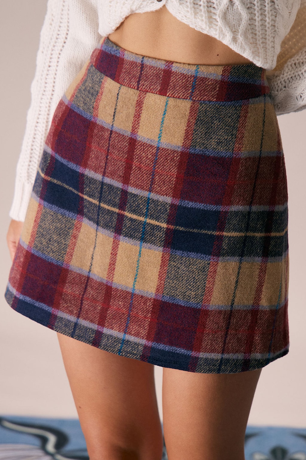 Polyester Plaid Mini Skirt With Zipper Fly - 3