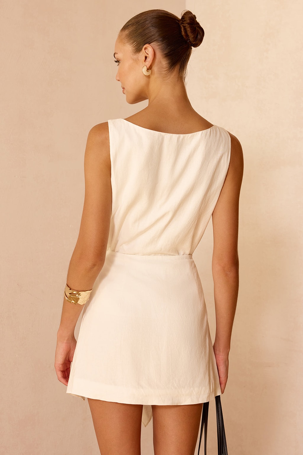 Linen Blend Top & Tie-Waist Skirt Set - 4