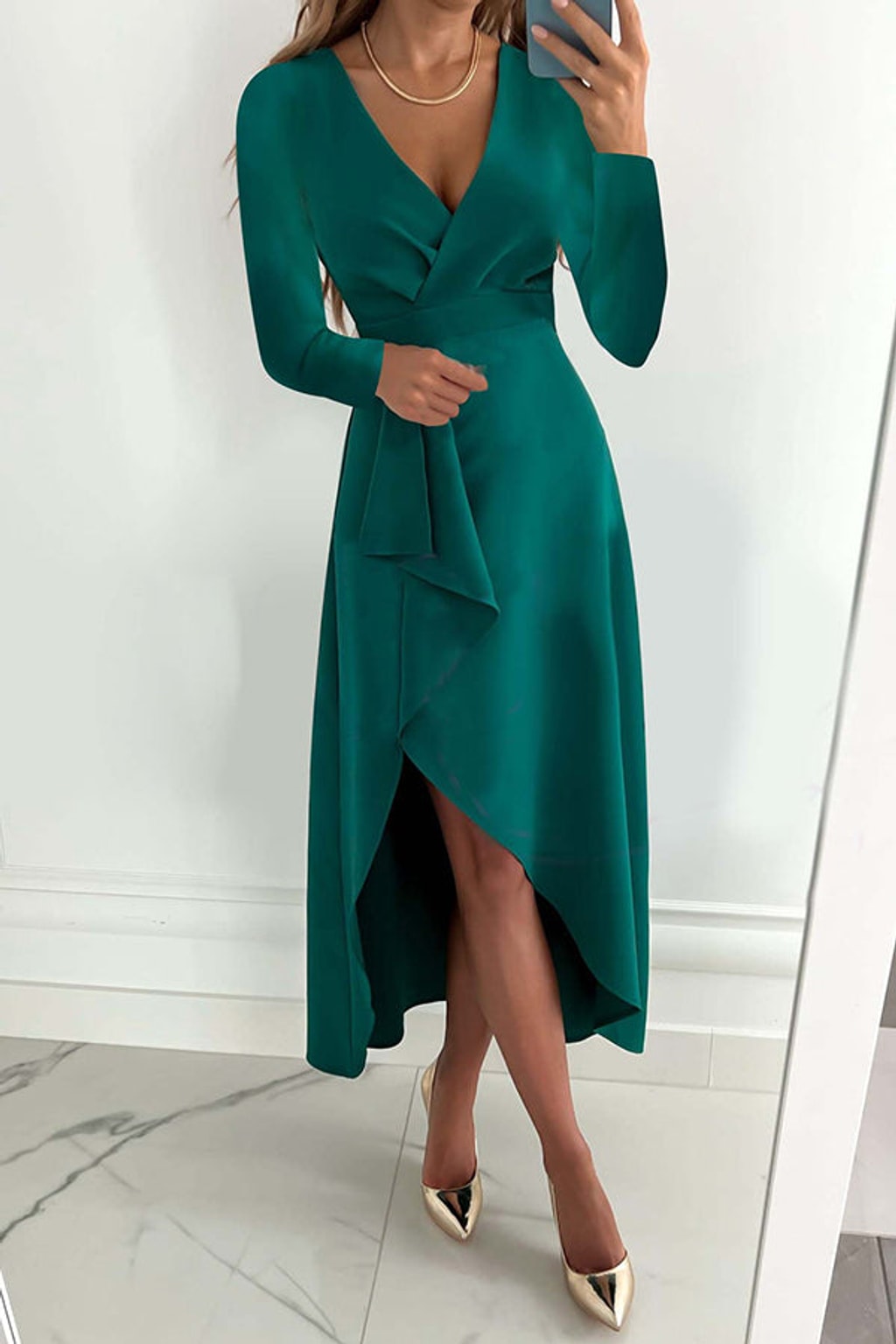 Polyester Ruffle Maxi Dress - 8