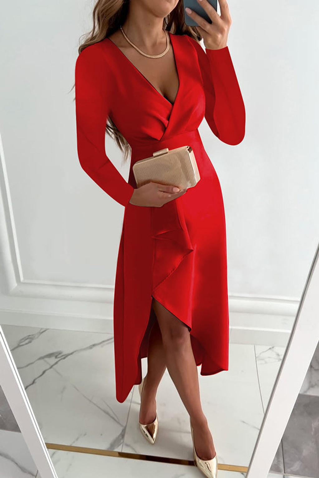 Polyester Ruffle Maxi Dress - 3