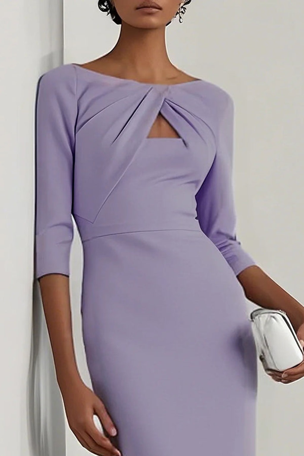 Polyester Cutout-Waist Midi Dress - 8