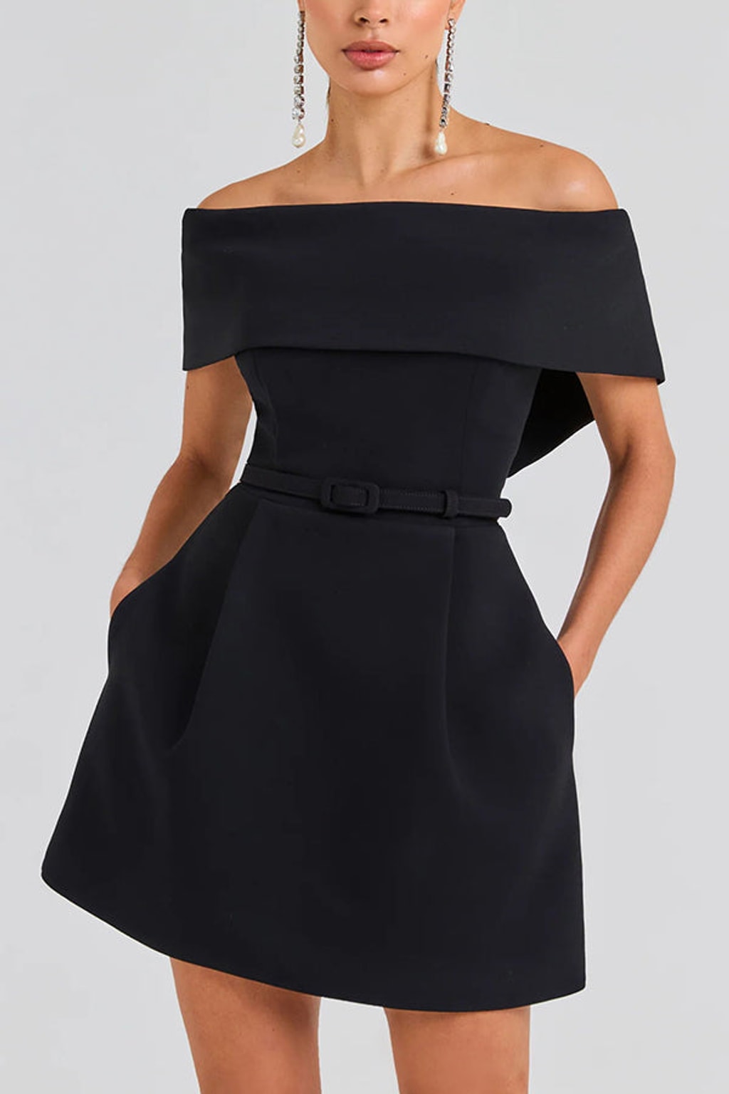 Elegant Off-Shoulder Ruched Mini Dress - 2