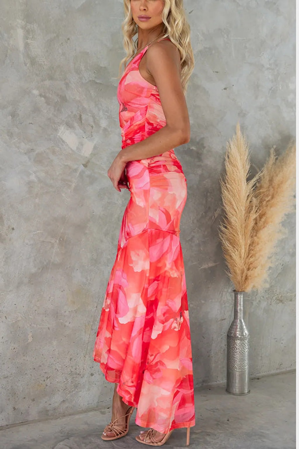 Mesh Maxi Dress One Shoulder - 9