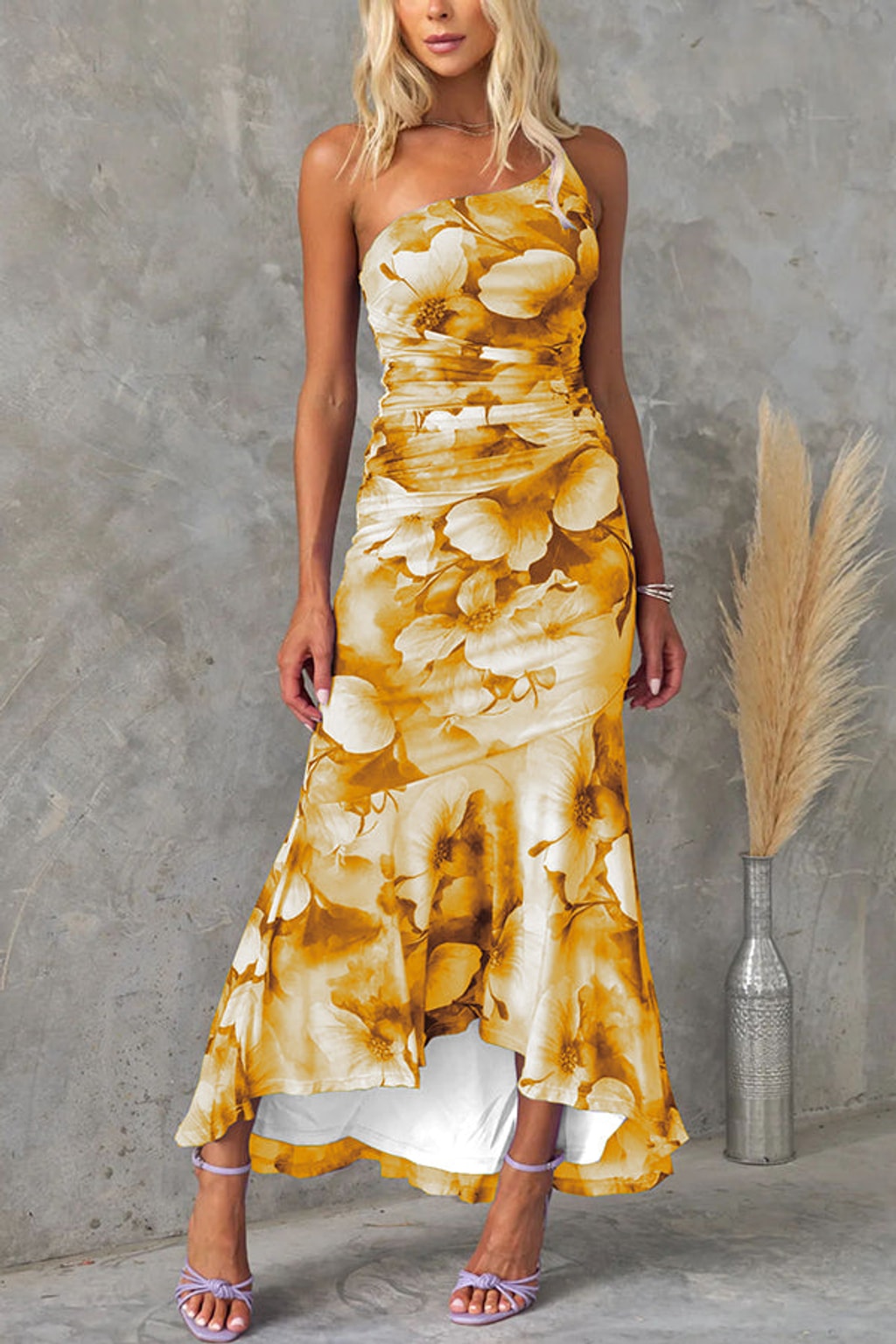 Mesh Maxi Dress One Shoulder - 2