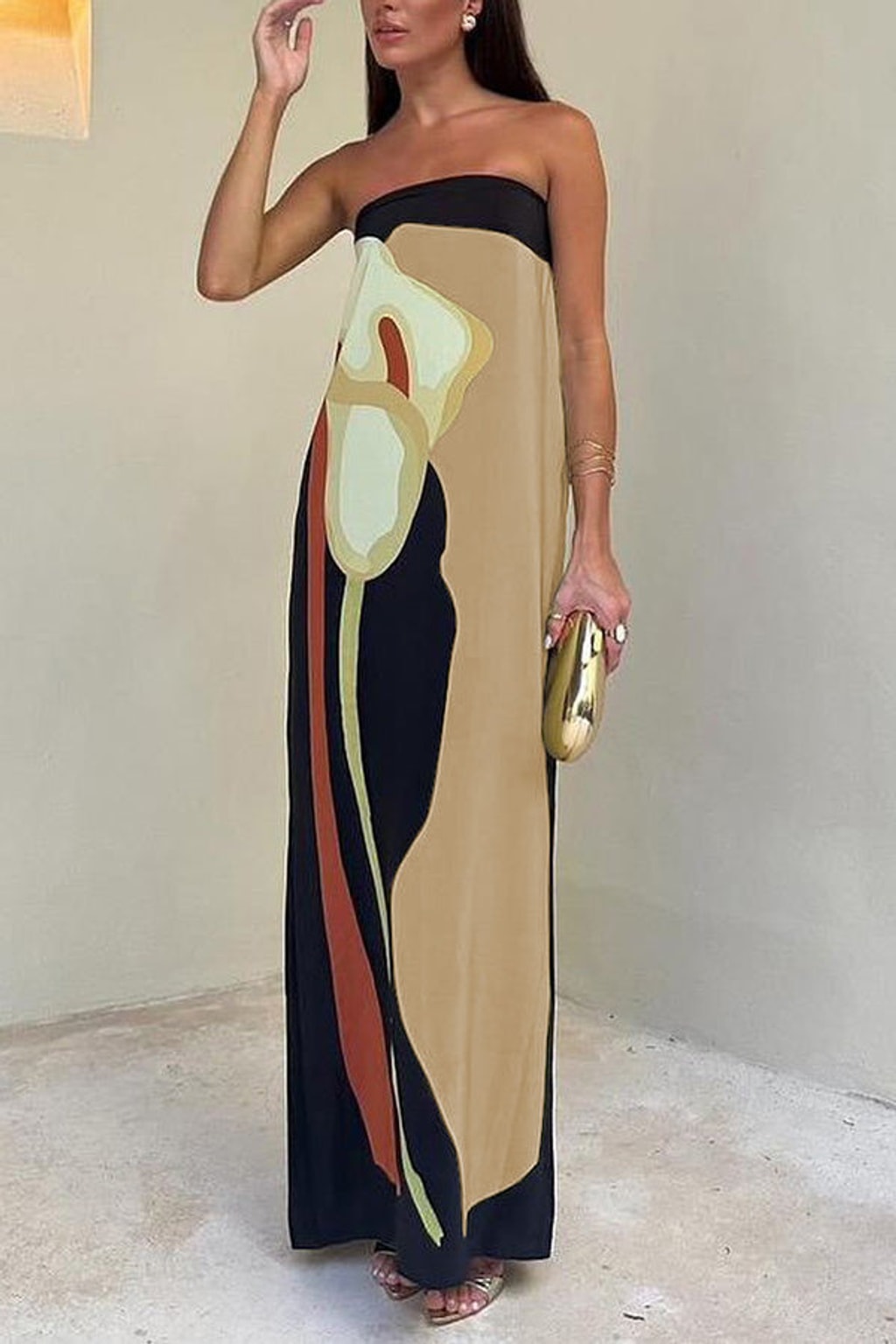 Effortless Floral Print Off Shoulder Maxi Dress - 3