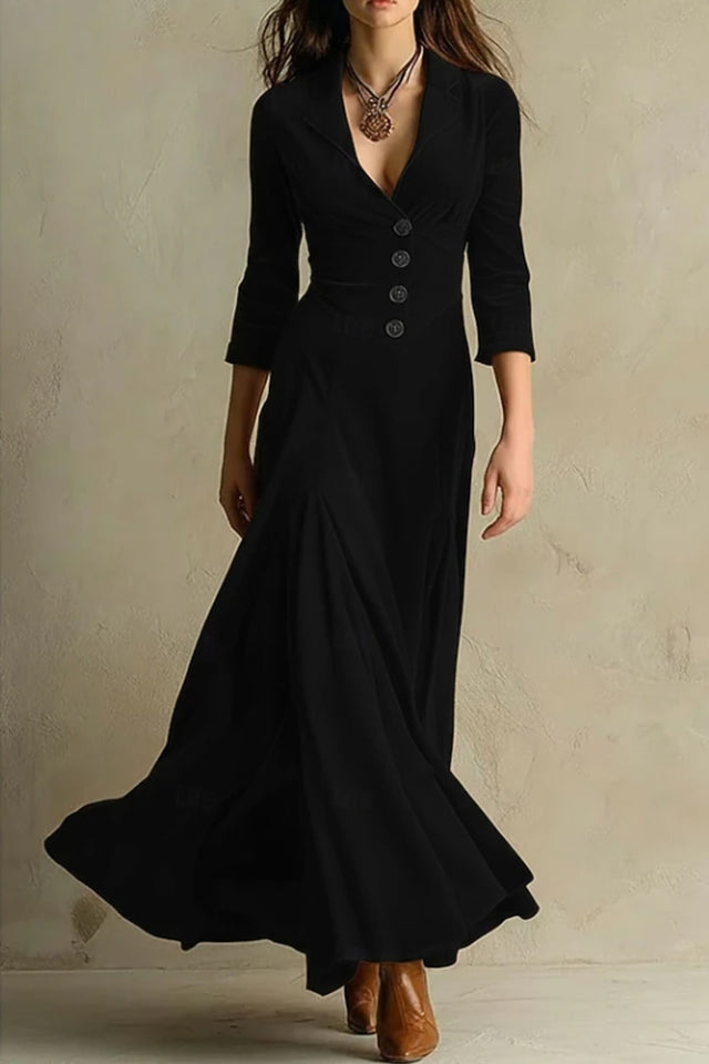 Elegant Flowing V-Neck Maxi Dress - 2