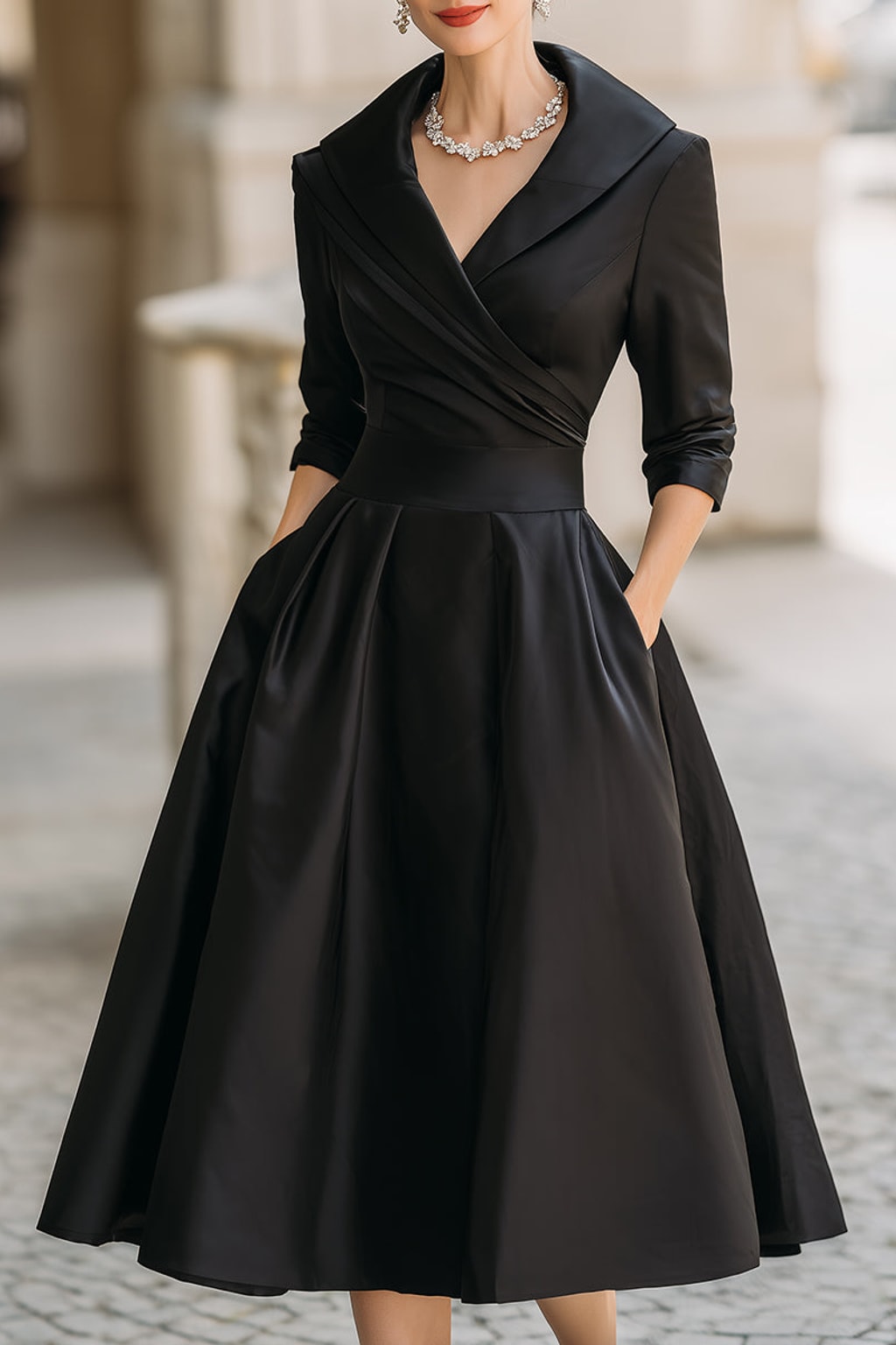 V-Neck Evening Dress With Flowy Formal Silhouette - 2